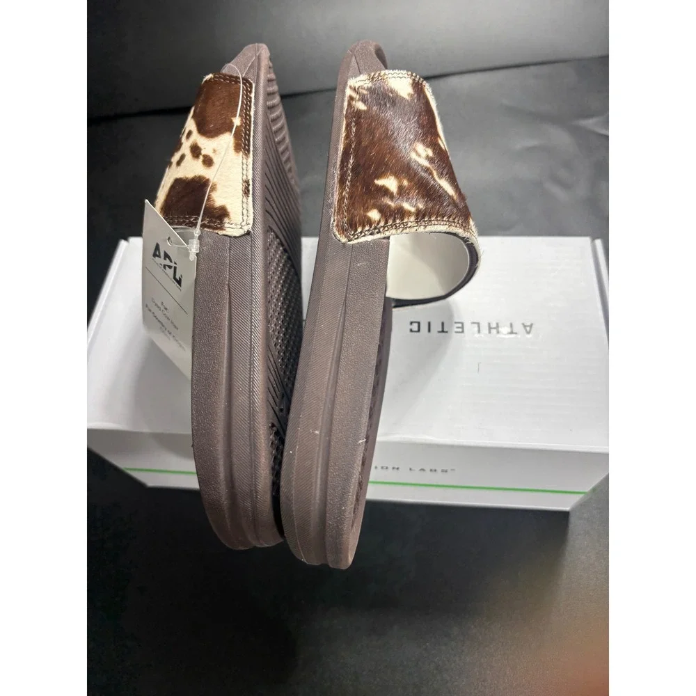 APL Iconic Slide‎ Women's Cow Hair Print Brown White Size 8 New